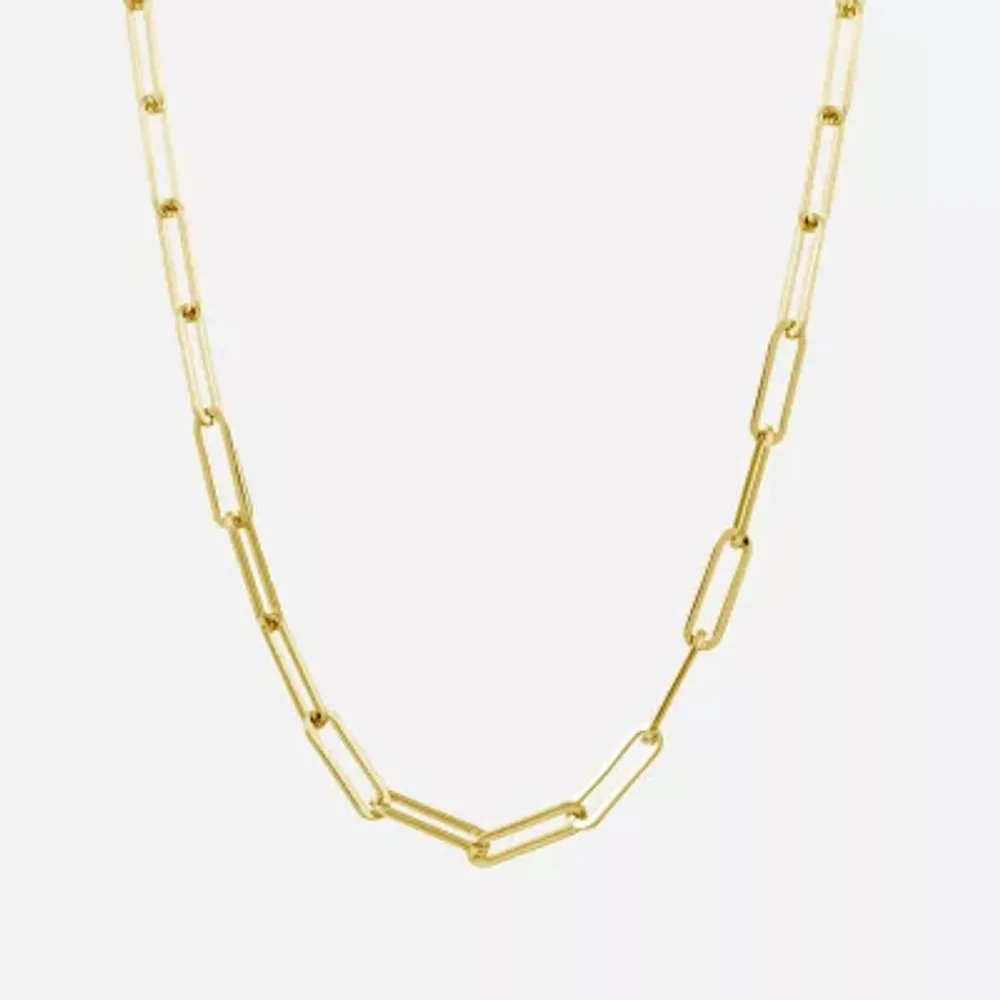 Silver Reflections Womens 14K Gold Over Brass Inch Link Chain Necklace