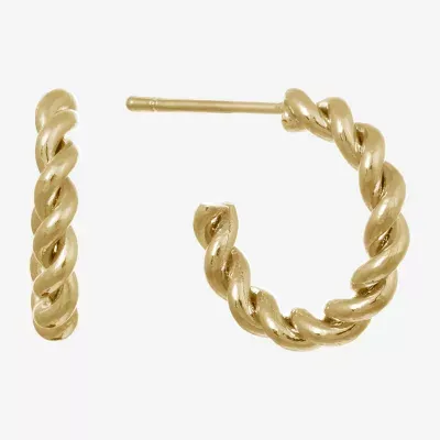 Silver Reflections Womens 14K Gold Over Brass 16mm Hoop Earrings