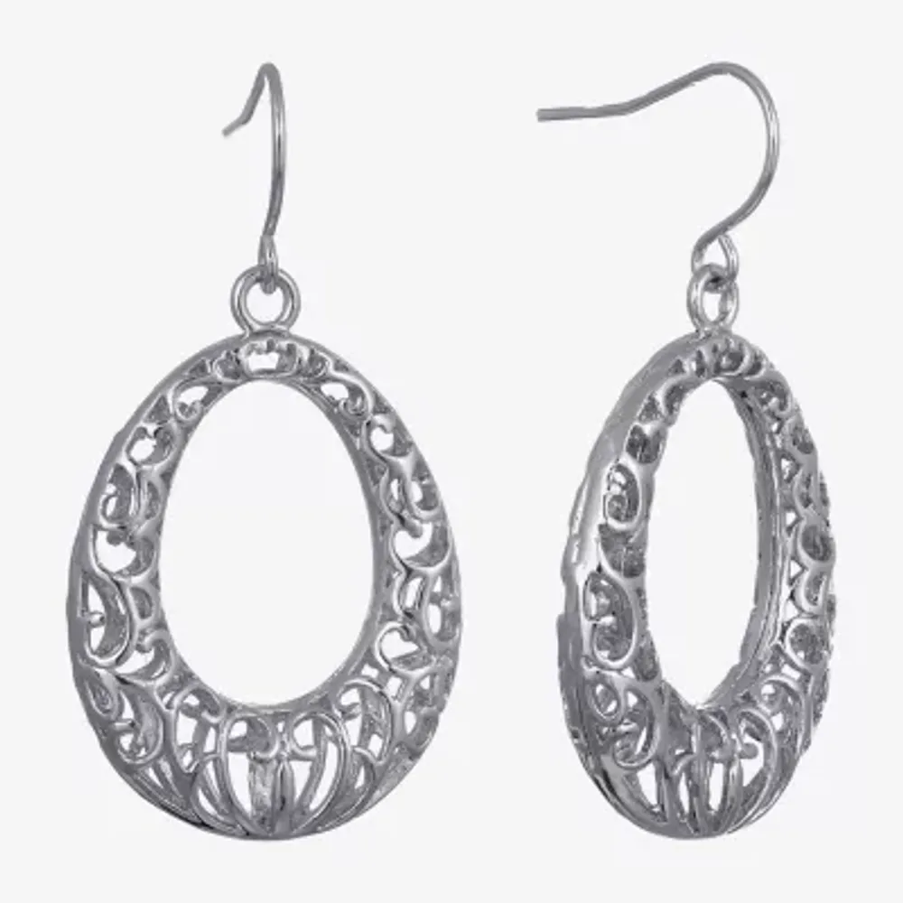 Silver Reflections Womens Pure Silver Over Brass Oval Drop Earrings