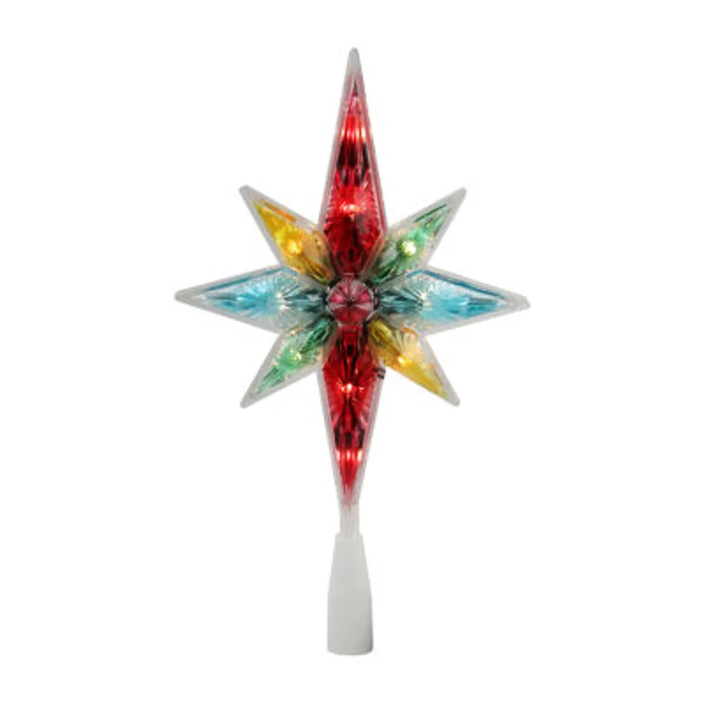 10.75'' Multi Colored Faceted Star of Bethlehem Christmas Tree Topper Clear Lights