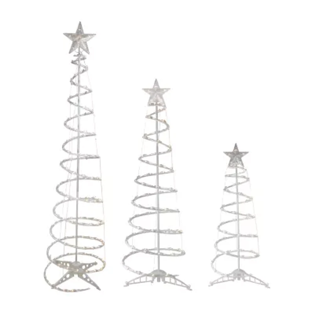 Set of 3 Clear Lighted Spiral Christmas Trees - 3' 4' and 6'