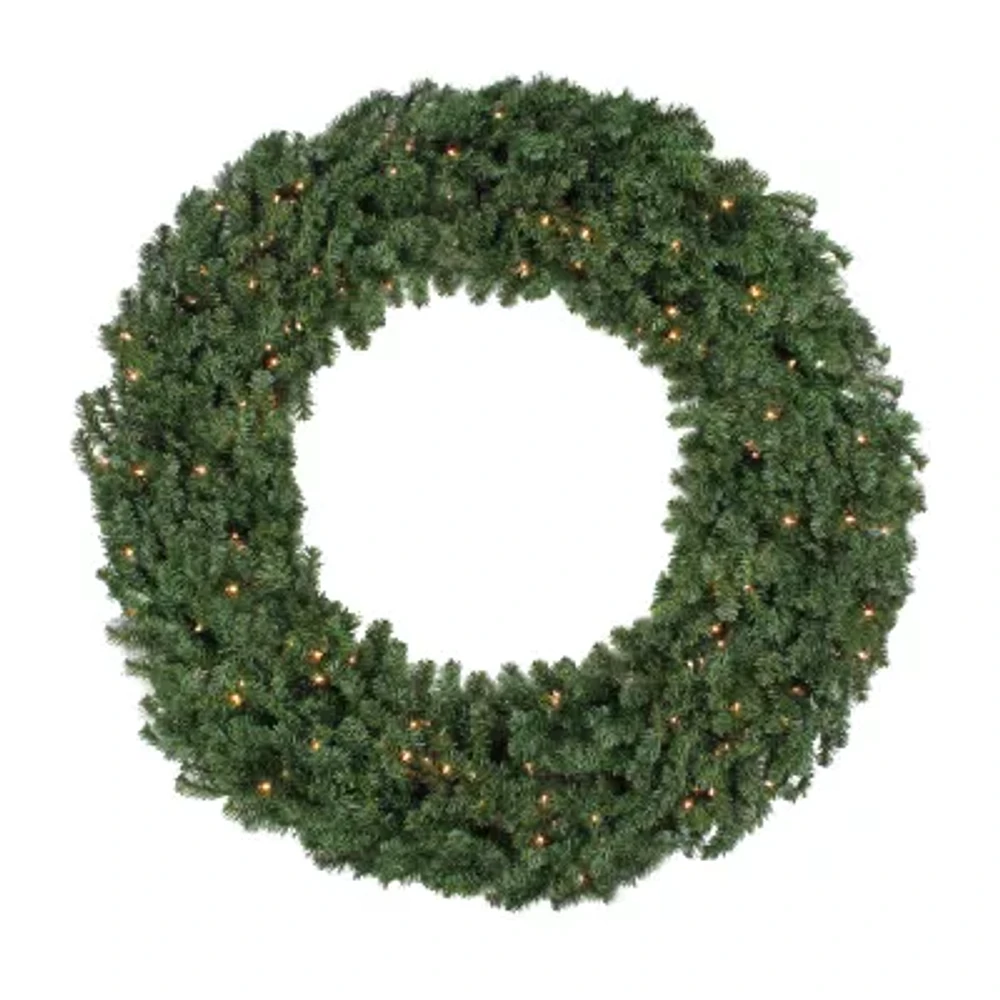 5' Pre-Lit Commercial Canadian Pine Artificial Christmas Wreath Clear Lights