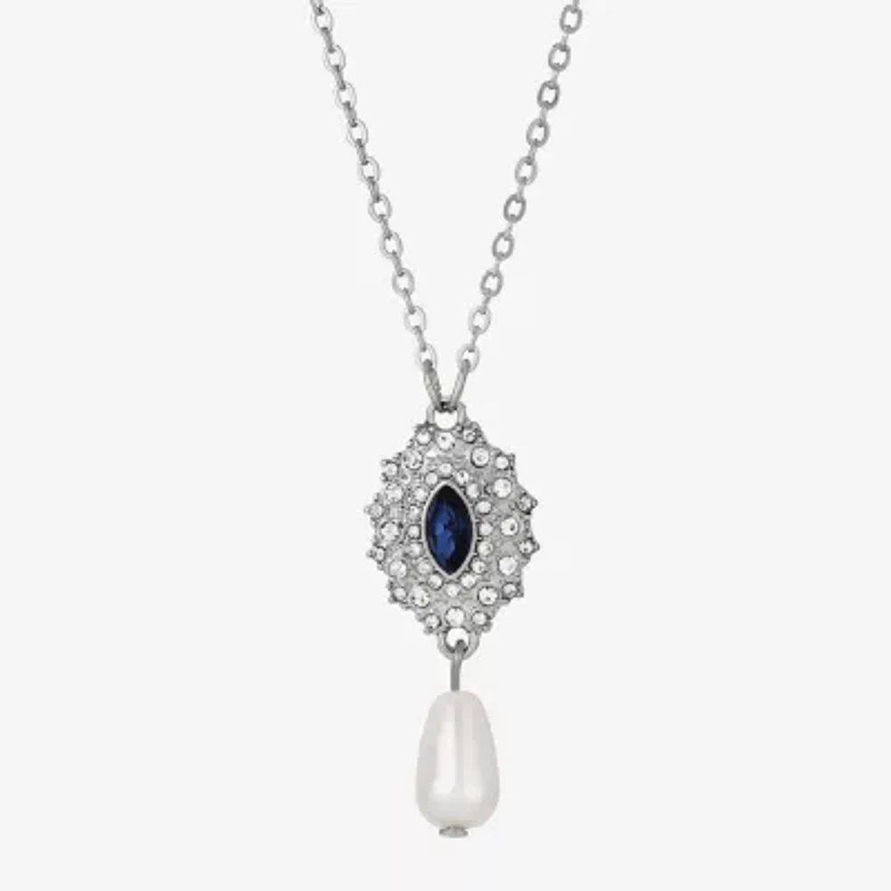1928 Womens Simulated Pearl Alloy 16 Inch Pendant Necklace
