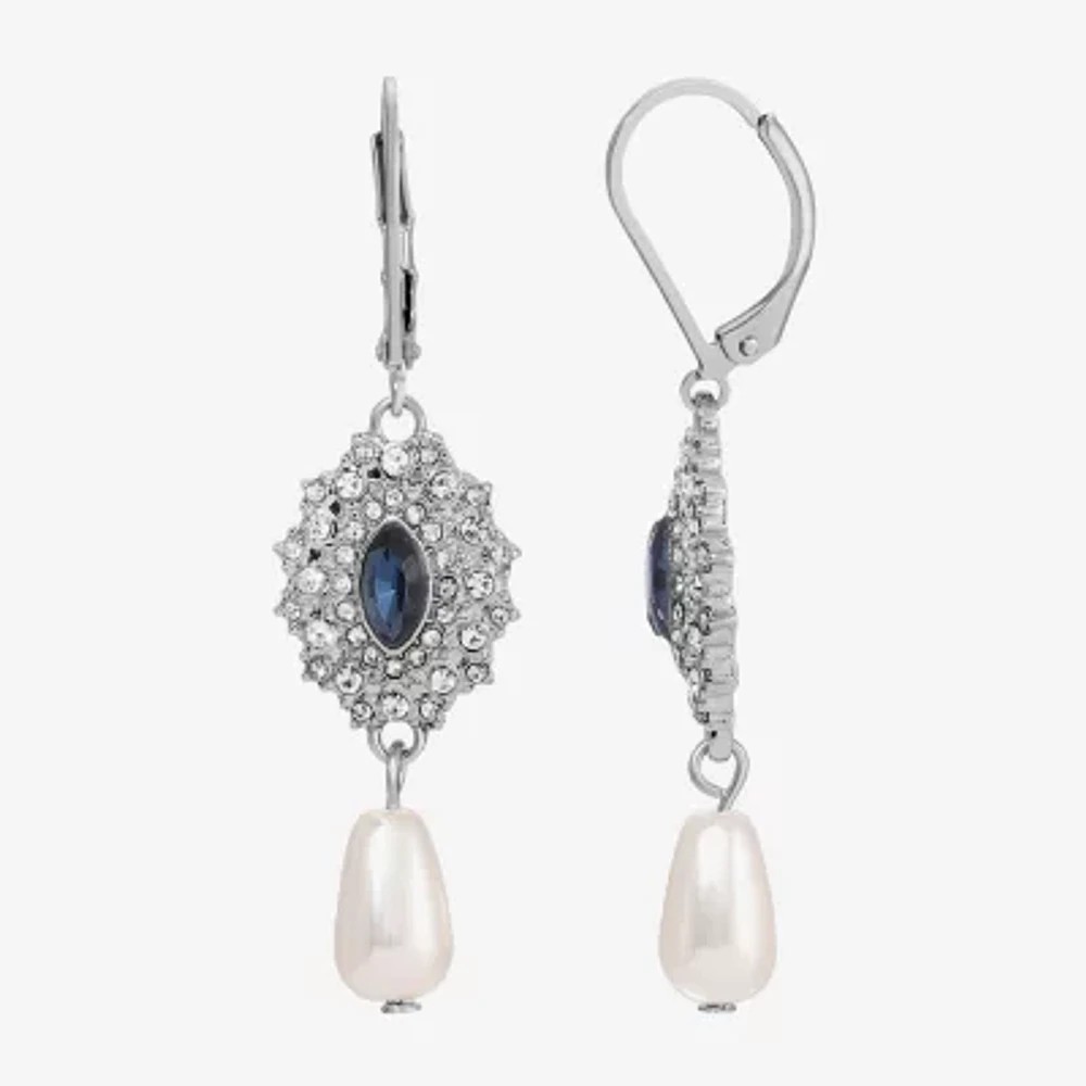 1928 Womens Simulated Pearl Drop Earrings