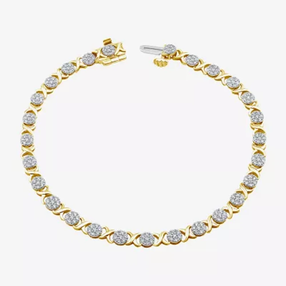 Diamond Blossom (I/ I1) Womens 1 1/6 CT. T.W. Lab Grown White Diamond 10K Gold 8 Inch Tennis Bracelet
