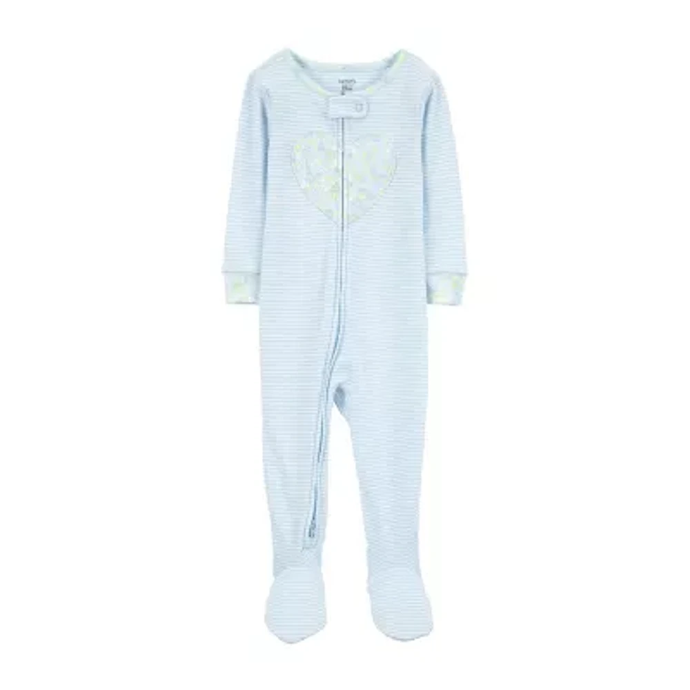 Carter's Baby Girls Footed Rib Crew Neck Long Sleeve One Piece Pajama