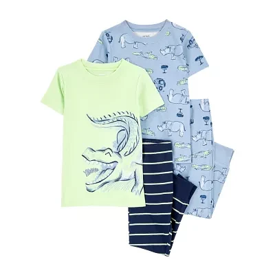 Carter's Baby Boys Rib Round Neck Short Sleeve 4-pc. Pajama Sets