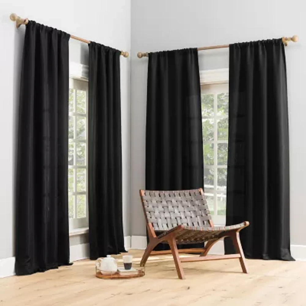 Sun Zero Dasan Rod Pocket Grommet Top Blackout Set of 4 Curtain Panel
