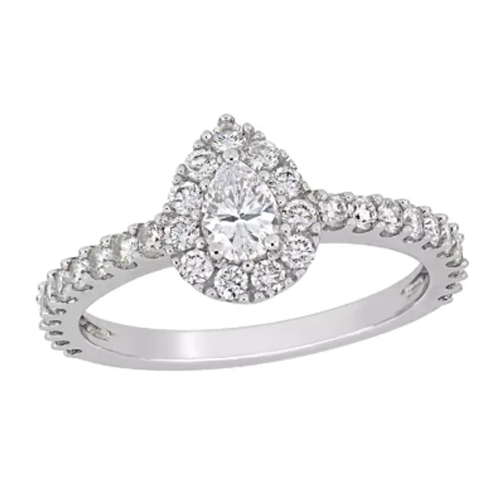 Womens 1 CT. T.W. Natural White Diamond 14K Gold Pear Engagement Ring