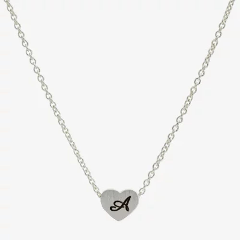Sparkle Allure Initial Womens Pure Silver Over Brass Heart 16 Inch Pendant Necklace