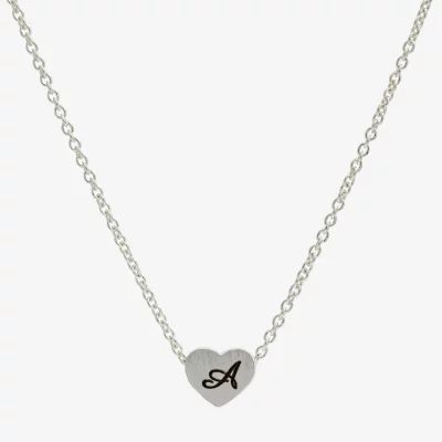 Sparkle Allure Initial Womens Pure Silver Over Brass Heart 16 Inch Pendant Necklace
