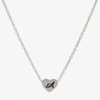 Sparkle Allure Initial Womens Pure Silver Over Brass Heart 16 Inch Pendant Necklace