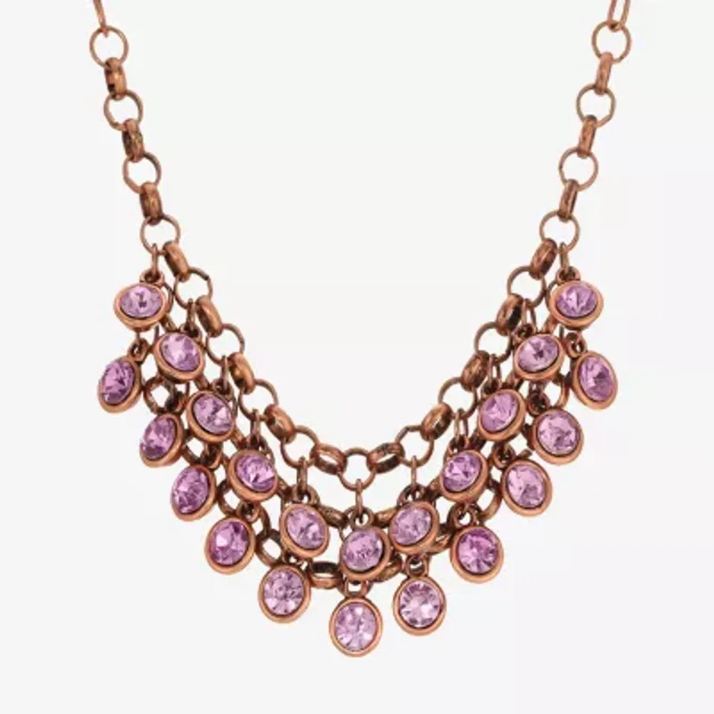1928 Copper-Tone Womens Purple 16 Inch Collar Necklace