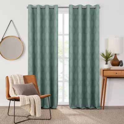Fieldcrest Heritage Davina Intertwining Vines Grommet Top Energy Saving 100% Blackout Single Curtain Panel