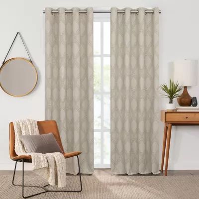 Fieldcrest Heritage Davina Intertwining Vines Grommet Top Energy Saving 100% Blackout Single Curtain Panel