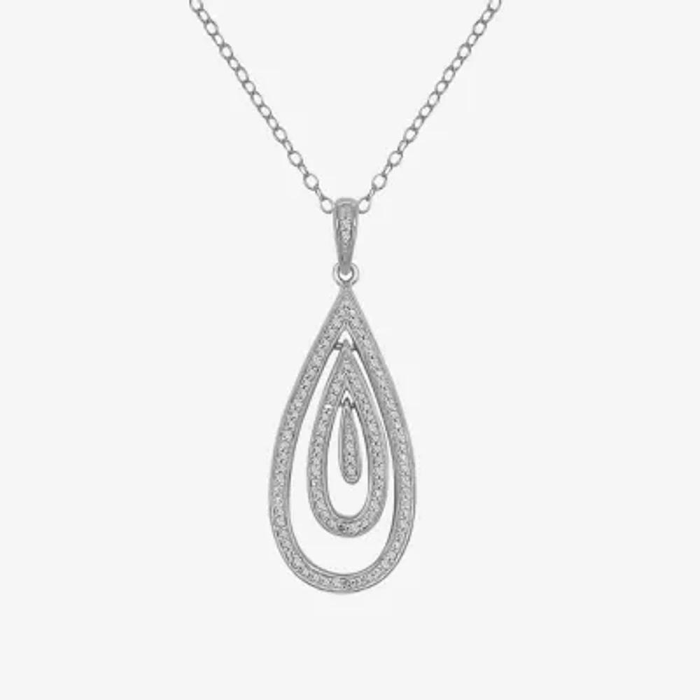 Womens 1/10 CT. T.W. Natural White Diamond Sterling Silver 18 Inch Pendant Necklace