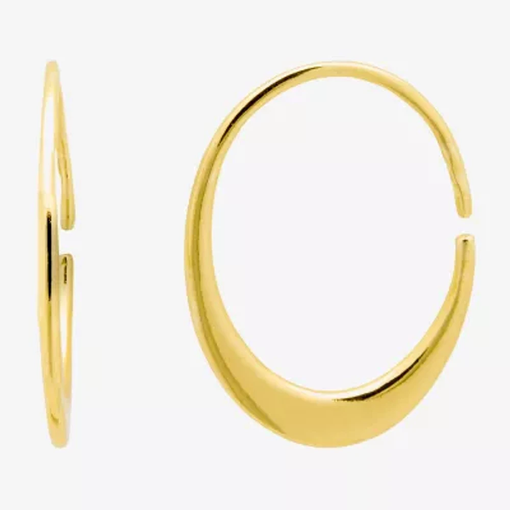 Silver Treasures Womens 14K Gold Over Silver 23.3mm Hoop Earrings