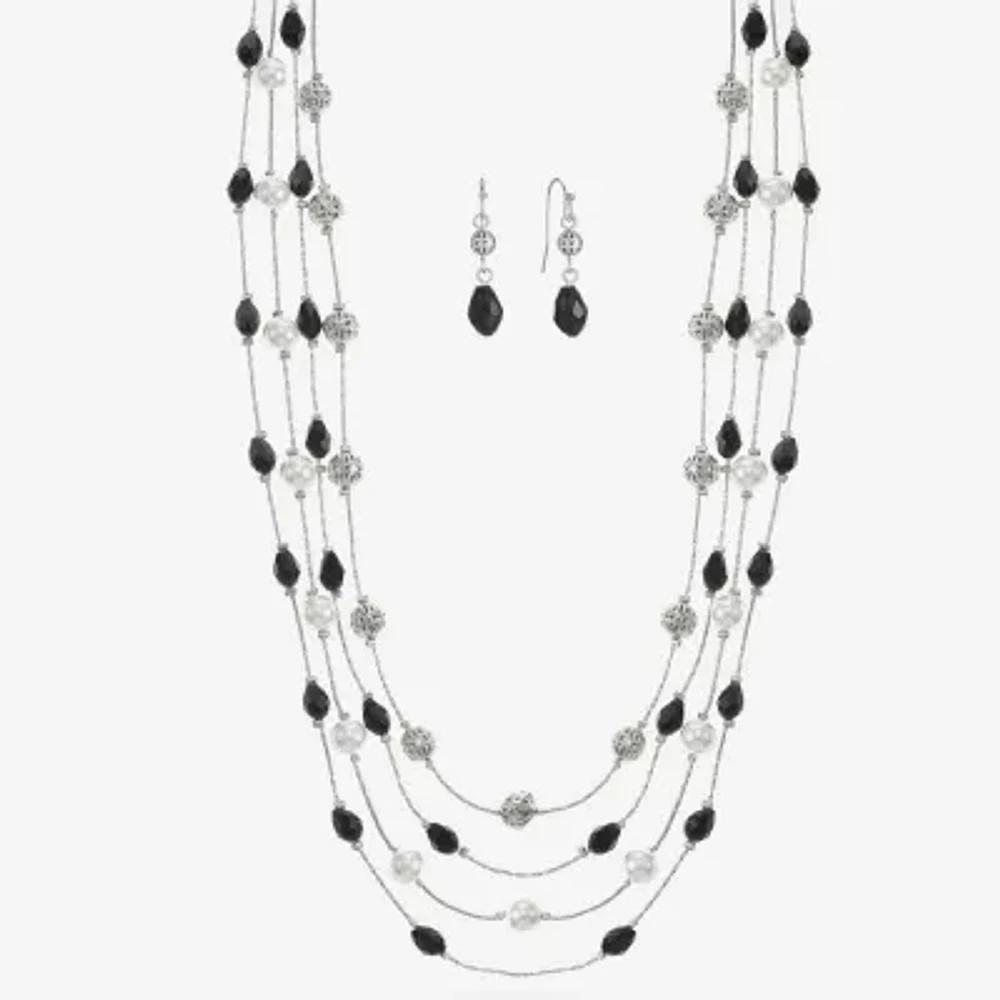 Mixit Silver Tone Womens Simulated Pearl Round 2-pc. Jewelry Set