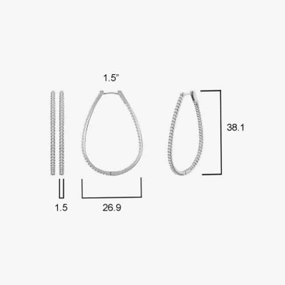 Diamonart Womens Cubic Zirconia Sterling Silver 38.1mm Round Hoop Earrings