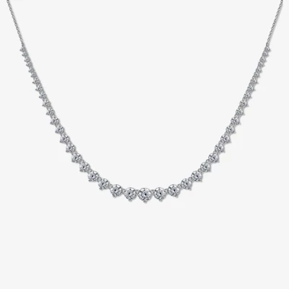 Diamonart Womens White Cubic Zirconia Sterling Silver Inch Tennis Necklace