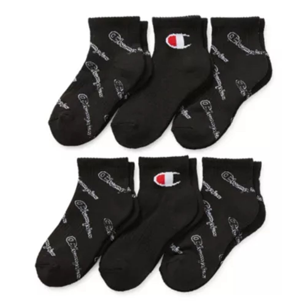 Champion Big Kid Boys Multi-Pack 6 Pair Quarter Ankle Socks