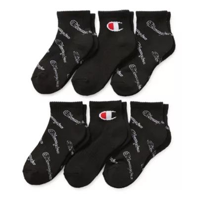 Champion Big Kid Boys Multi-Pack 6 Pair Quarter Ankle Socks