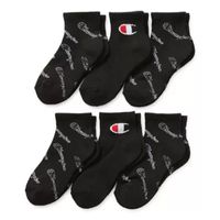 Champion Big Kid Boys Multi-Pack 6 Pair Quarter Ankle Socks