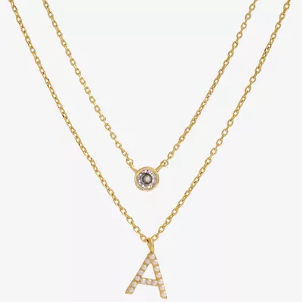 Sparkle Allure Initial Womens 16 Inch Strand Necklace