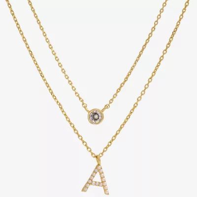 Sparkle Allure Initial Womens 16 Inch Strand Necklace