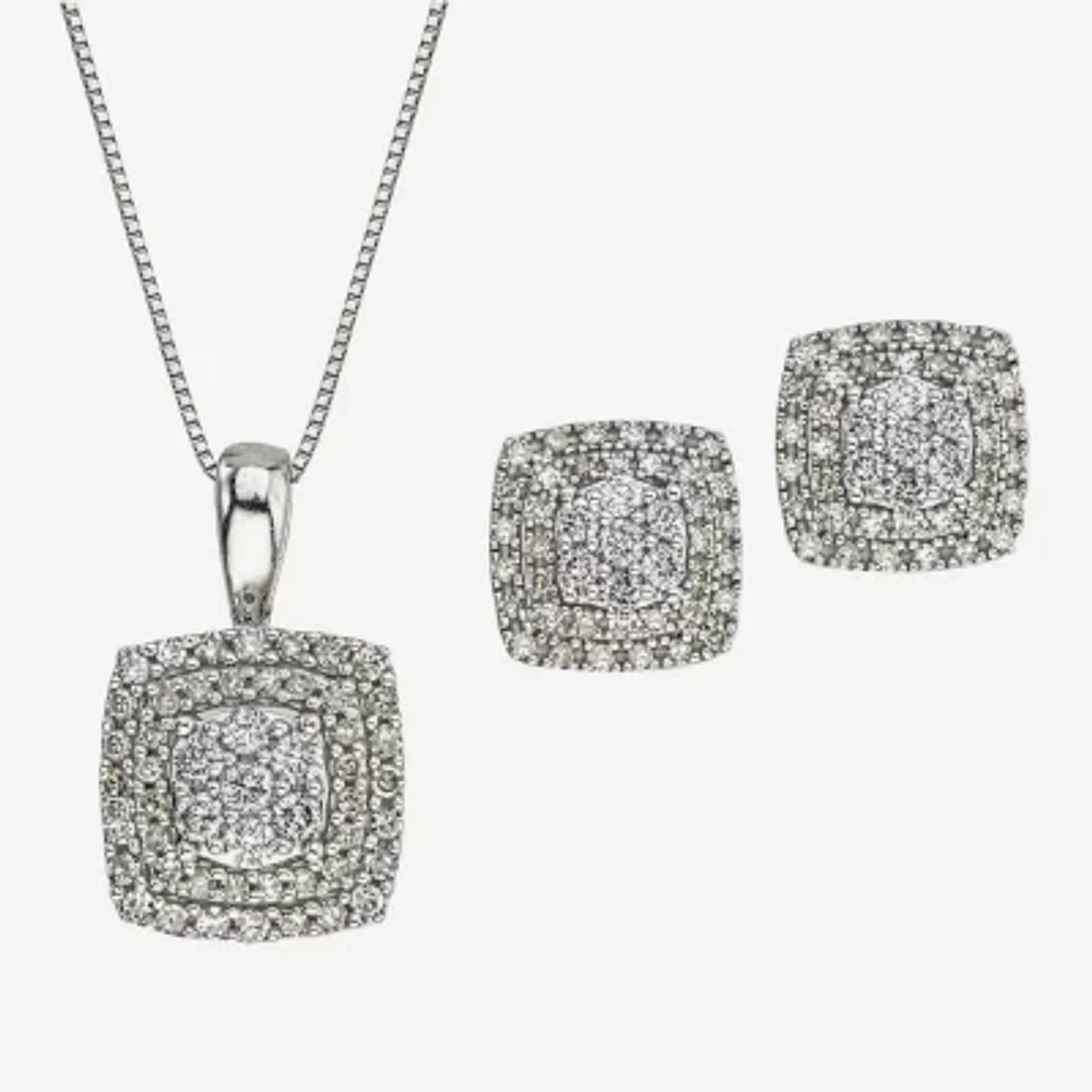Diamond Blossom Womens 1 CT. T.W. Natural White Diamond 10K Gold 2-pc. Jewelry Set