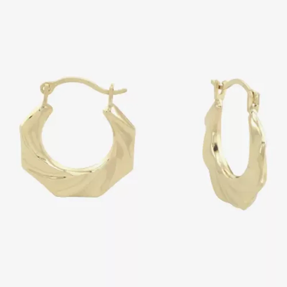 Womens 14K Gold 13.5mm Round Hoop Earrings