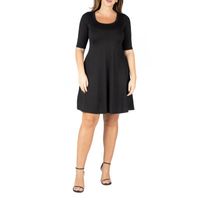 24seven Comfort Apparel Womens Short Sleeve Plus A-Line Dress