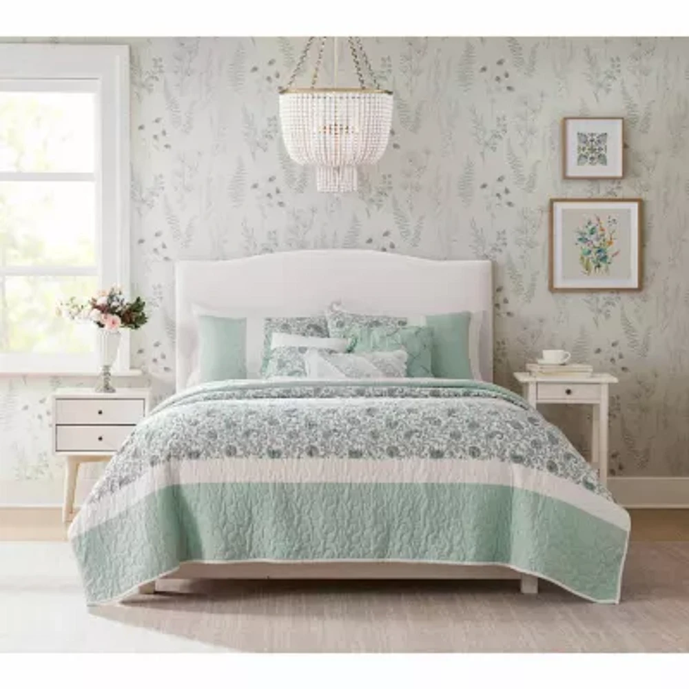 Madison Park Vanessa 6-Pc Cotton Percale Quilt Set With Throw Pillows