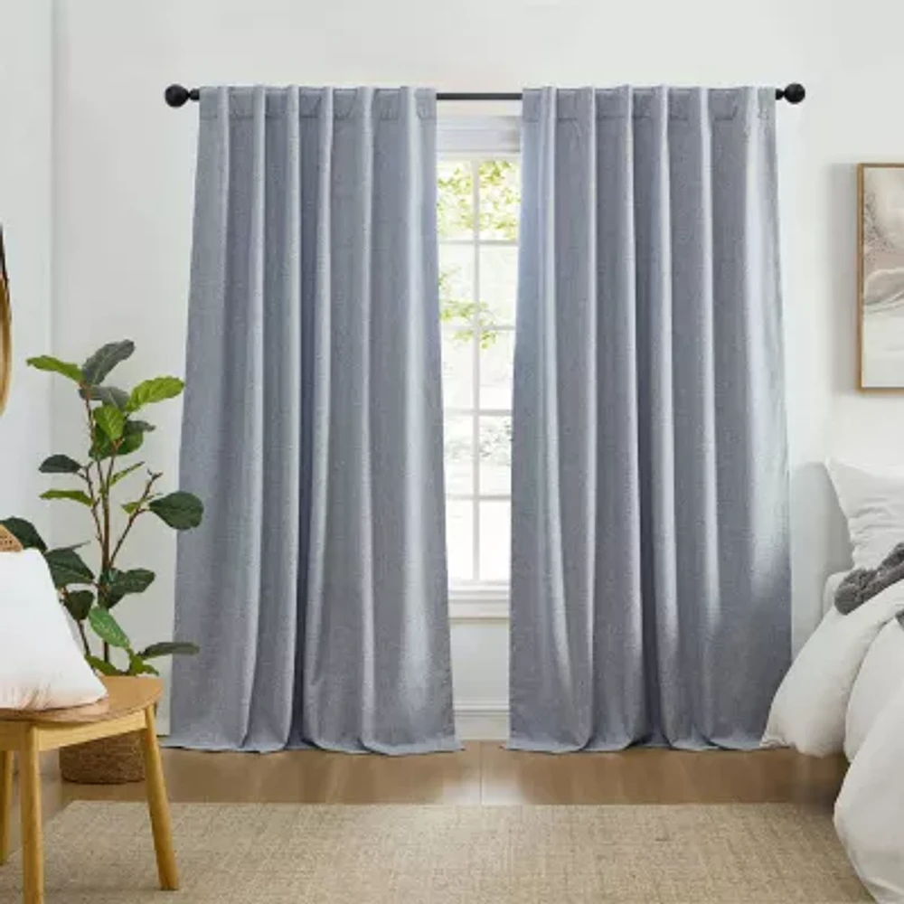 Elrene Home Fashions Solace Rod Pocket Back Tab Energy Saving 100% Blackout Single Curtain Panel