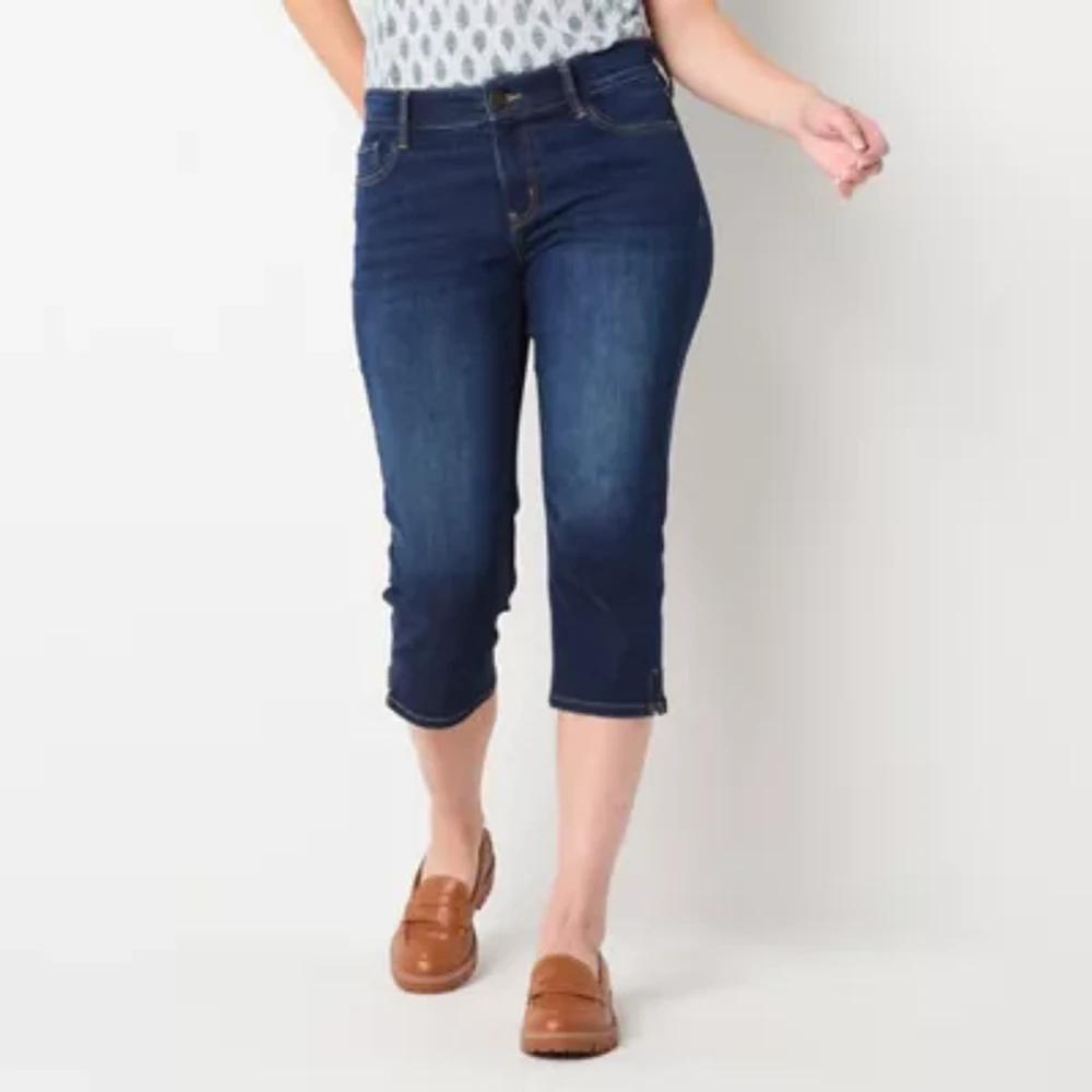 Liz Claiborne Sara Womens Slim Mid Rise Regular Fit Capri Pant