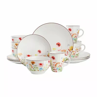 Elama Wildflower Meadow 16-pc. Stoneware Dinnerware Set