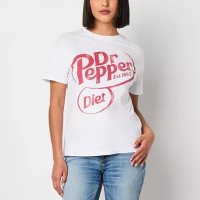 Dr. Pepper Boyfriend Tee Womens Crew Neck Short Sleeve Regular Fit Juniors Graphic T-Shirt