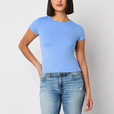 Arizona Womens Crew Neck Short Sleeve Juniors T-Shirt