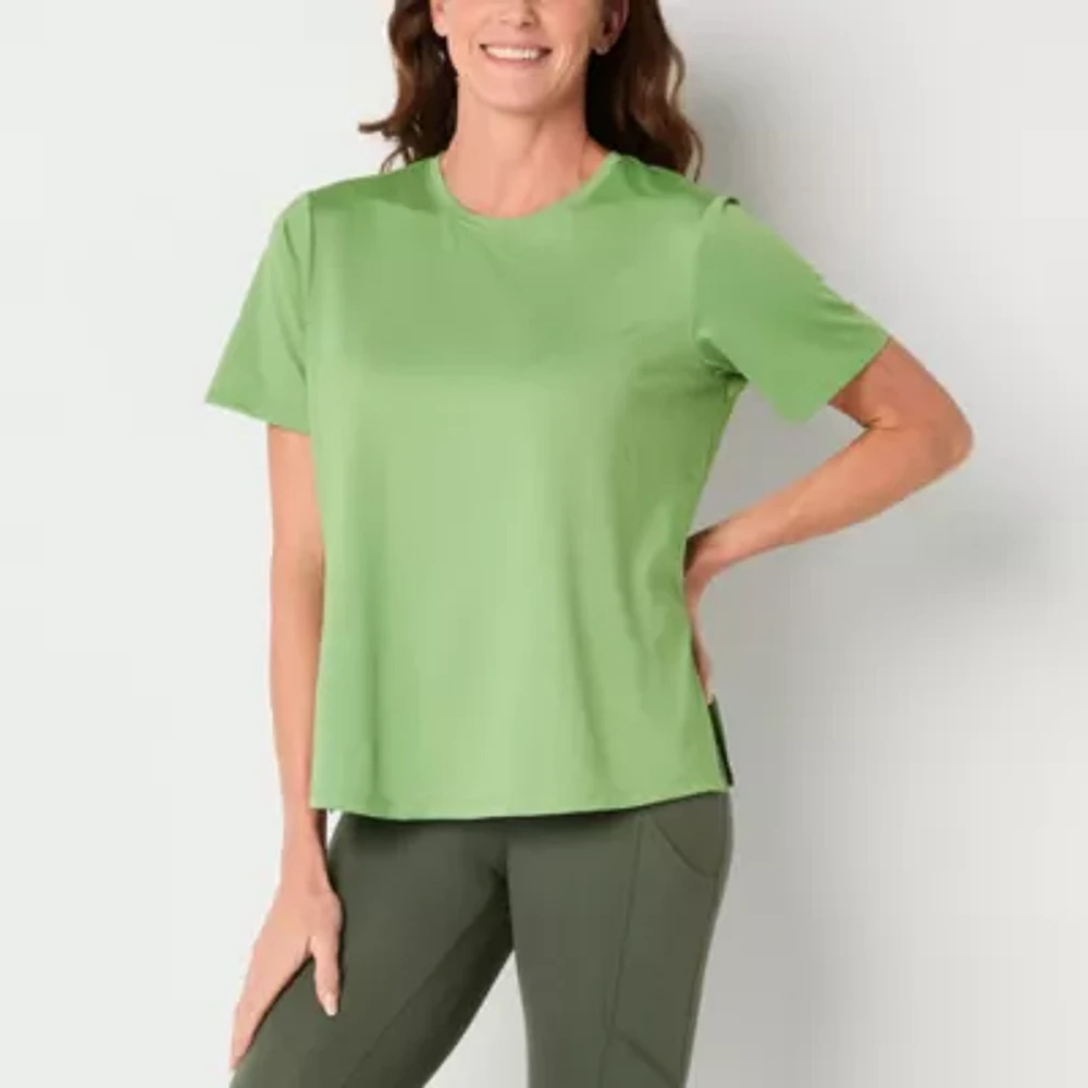 Xersion Womens Mesh Crew Neck Short Sleeve Tunic Top