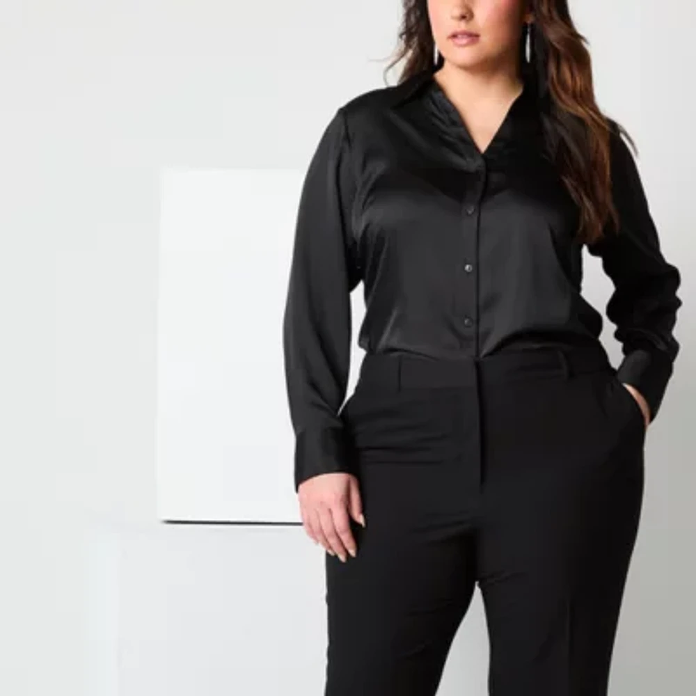 Worthington Womens Long Sleeve Plus Blouse