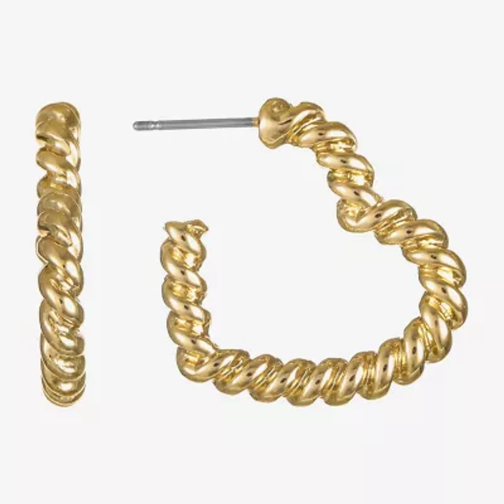 Monet Jewelry Womens 25mm Heart Hypoallergenic Hoop Earrings