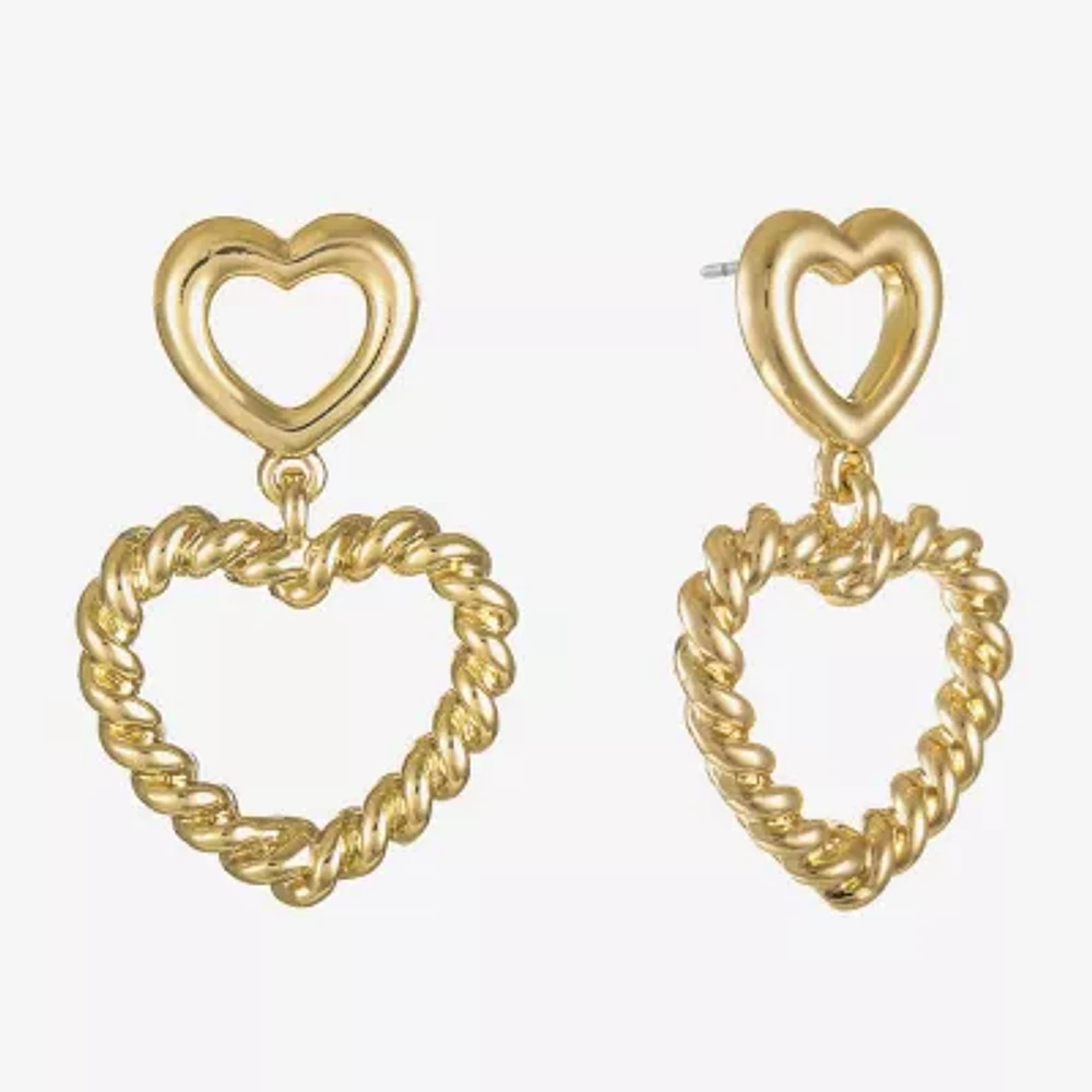 Monet Jewelry Womens Heart Hypoallergenic Drop Earrings