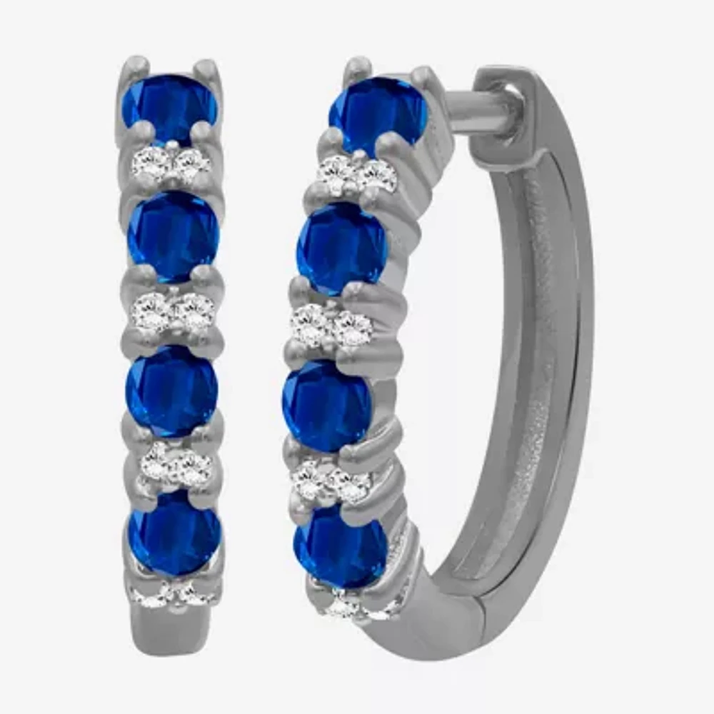 Womens Gemstone & 1/10 CT. T.W. Natural Diamond 10K Gold 15.4mm Hoop Earrings