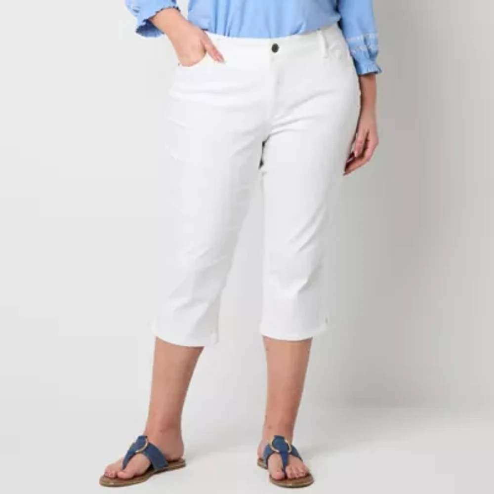 St. John's Bay Womens Skinny Mid Rise Plus Capri Pant