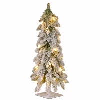 National Tree Co. Snowy Downswept 2 Foot Pre-Lit Flocked Christmas Tree