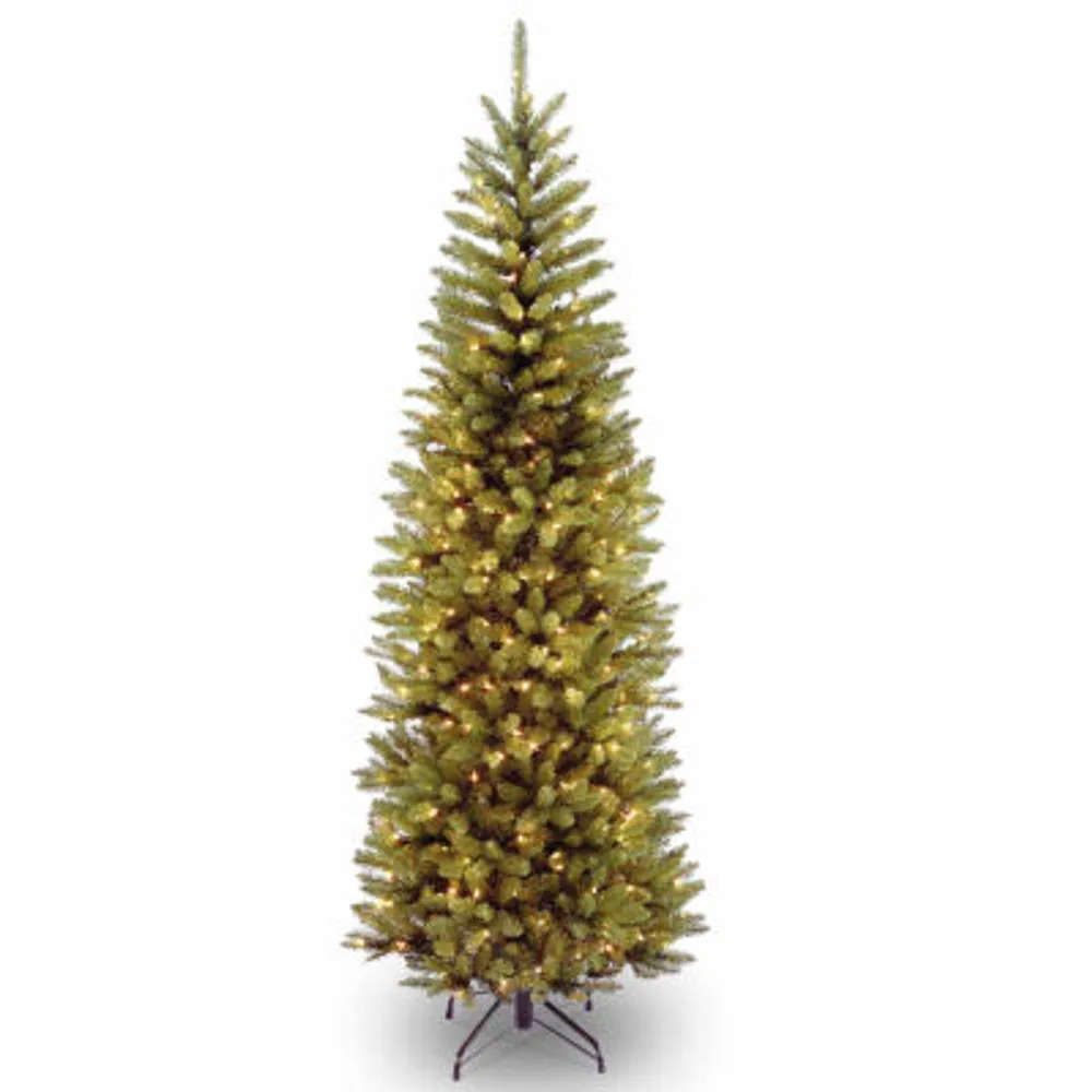 National Tree Co. Kingswood Fir Hinged Pencil 7 1/2 Foot Pre-Lit Fir Christmas Tree