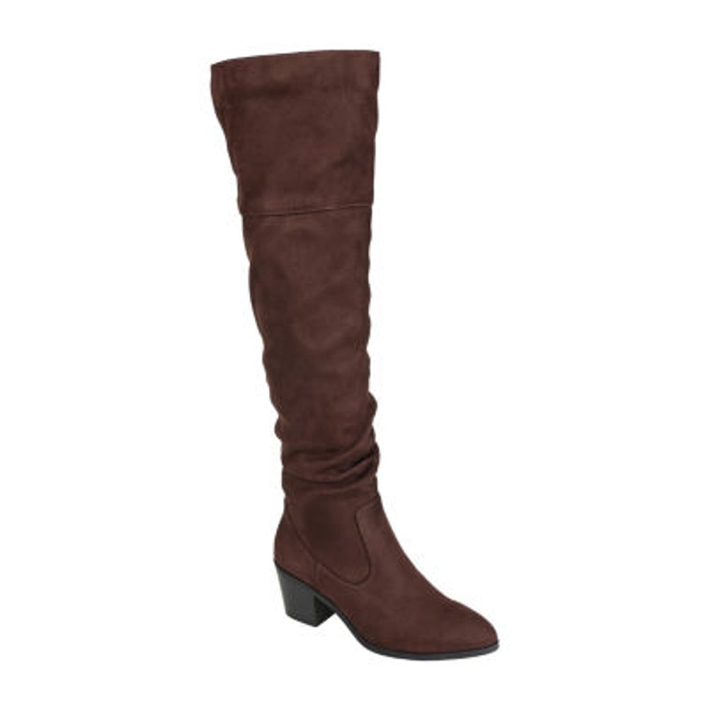 Journee Collection Womens Zivia Stacked Heel Over the Knee Boots
