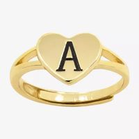 Sparkle Allure Initial Womens 2MM 14K Gold Over Brass Heart Band