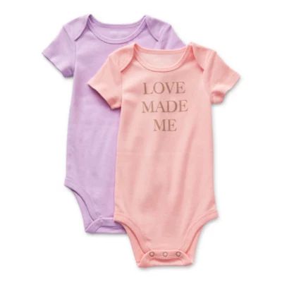 Okie Dokie Baby Girls Crew Neck Short Sleeve Rib 2-pc. Bodysuit