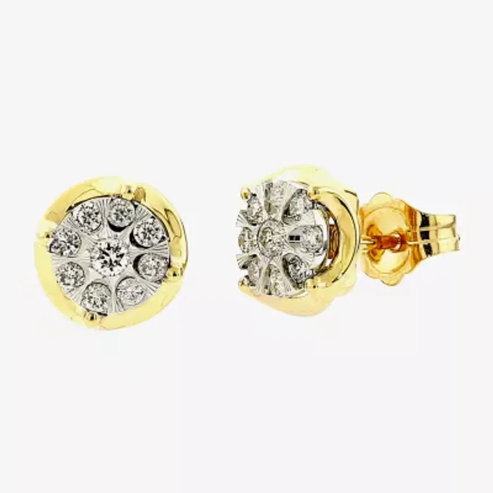Diamond Blossom 1/4 CT. T.W. Natural White Diamond 10K Gold 10K Two Tone Gold 8mm Stud Earrings